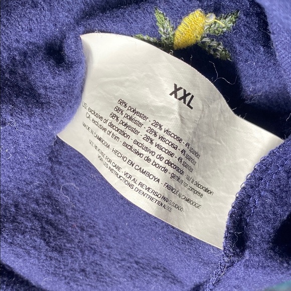 Floral Navy Pullover Sweatshirt with Yellow XXL - Picture 4 of 4